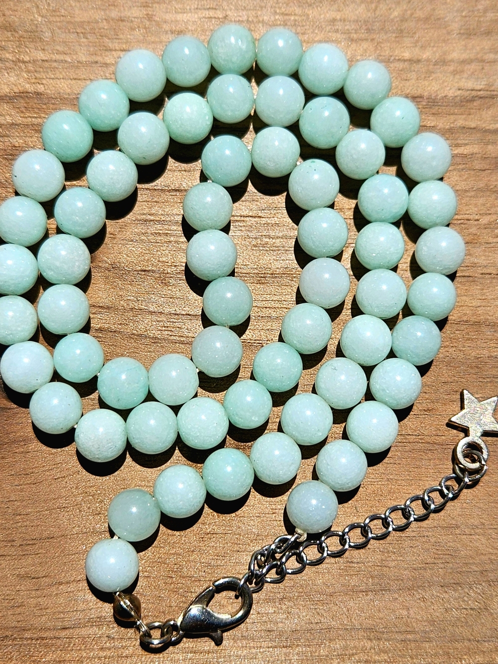 Amazonite Gemstone Mint Green Beaded Necklace with Star Accent